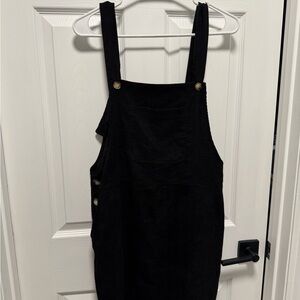 Black Corduroy Overall Dress